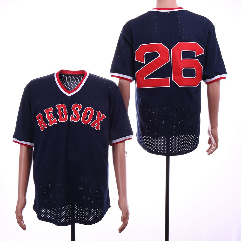 Men Boston Red Sox #26 Boggs Blue Throwback MLB Jerseys